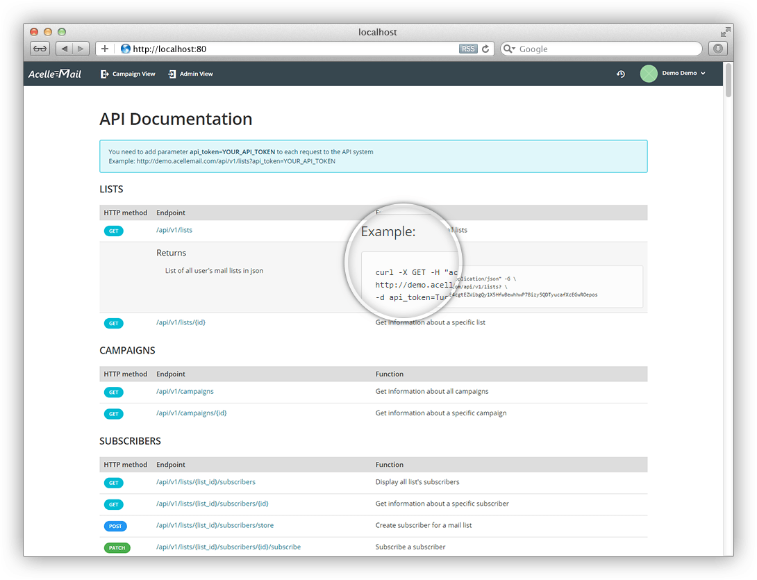 Documentos de la API